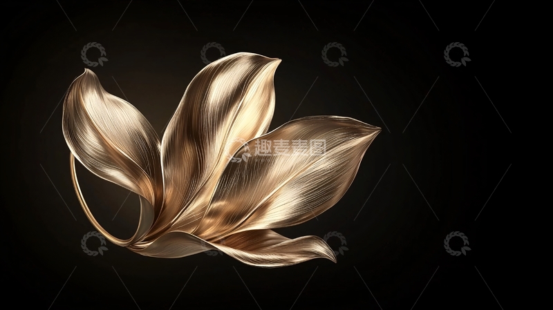 高清大图下载【趣麦麦图】金色抽象花瓣艺术设计