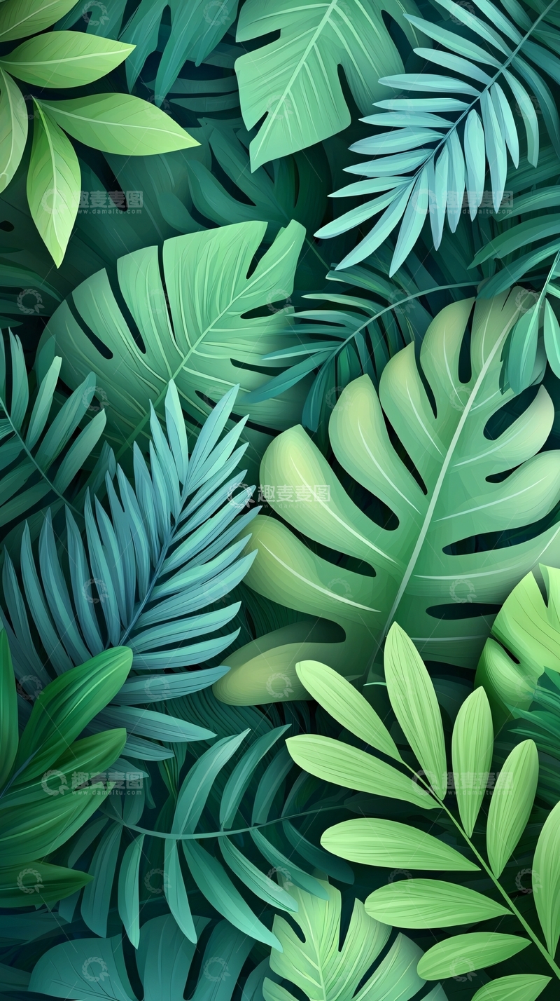 高清大图下载【趣麦麦图】热带植物叶子背景图