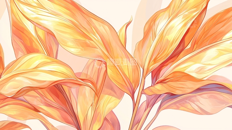 高清大图下载【趣麦麦图】橙色渐变抽象花卉背景
