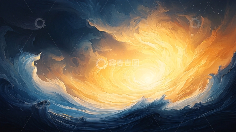 高清大图下载【趣麦麦图】夜空中的火焰与波浪