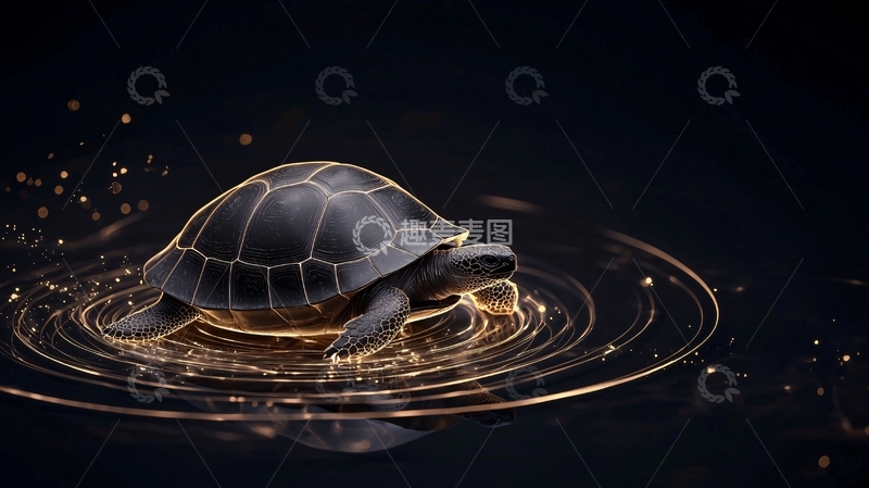 高清大图下载【趣麦麦图】-乌龟在水面上的光影效果