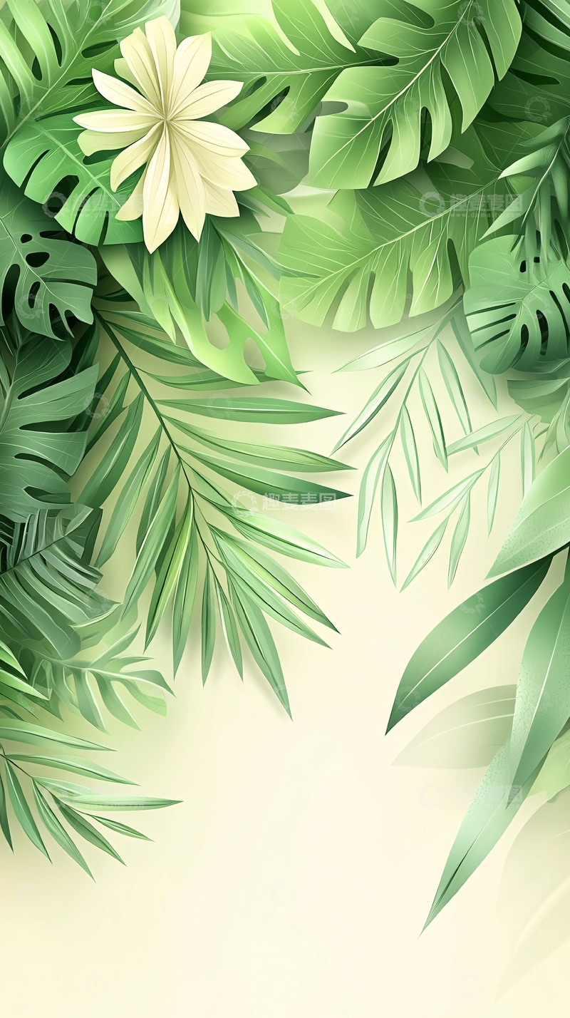 高清大图下载【趣麦麦图】热带植物叶子背景图