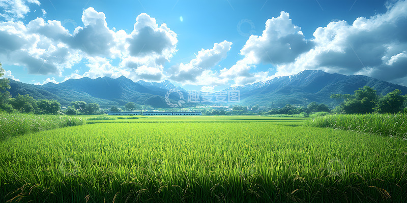 高清大图下载【趣麦麦图】晴朗天空下的田野