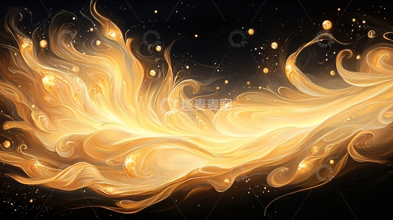 高清大图下载【趣麦麦图】金色流动的星云背景