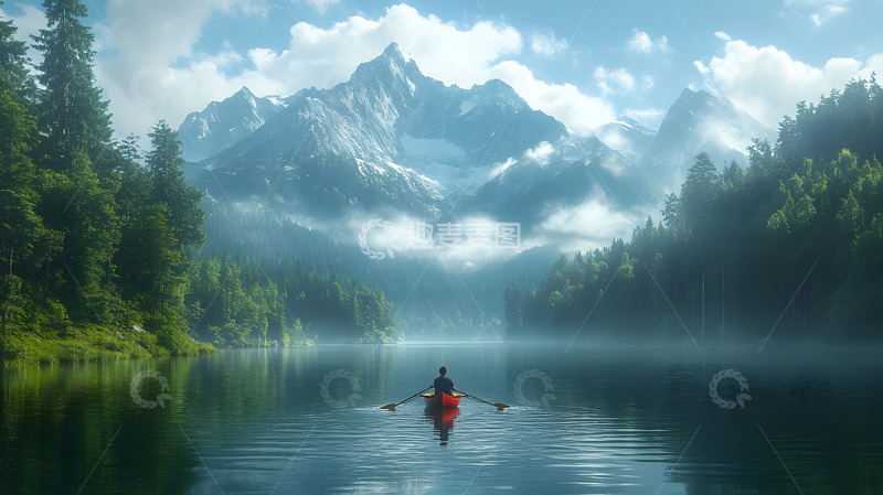 高清大图下载【趣麦麦图】在湖面上的划行