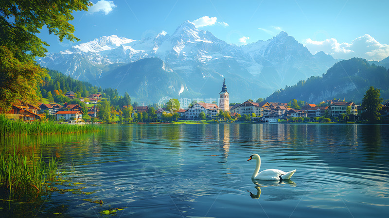 高清大图下载【趣麦麦图】雪山下的湖泊5