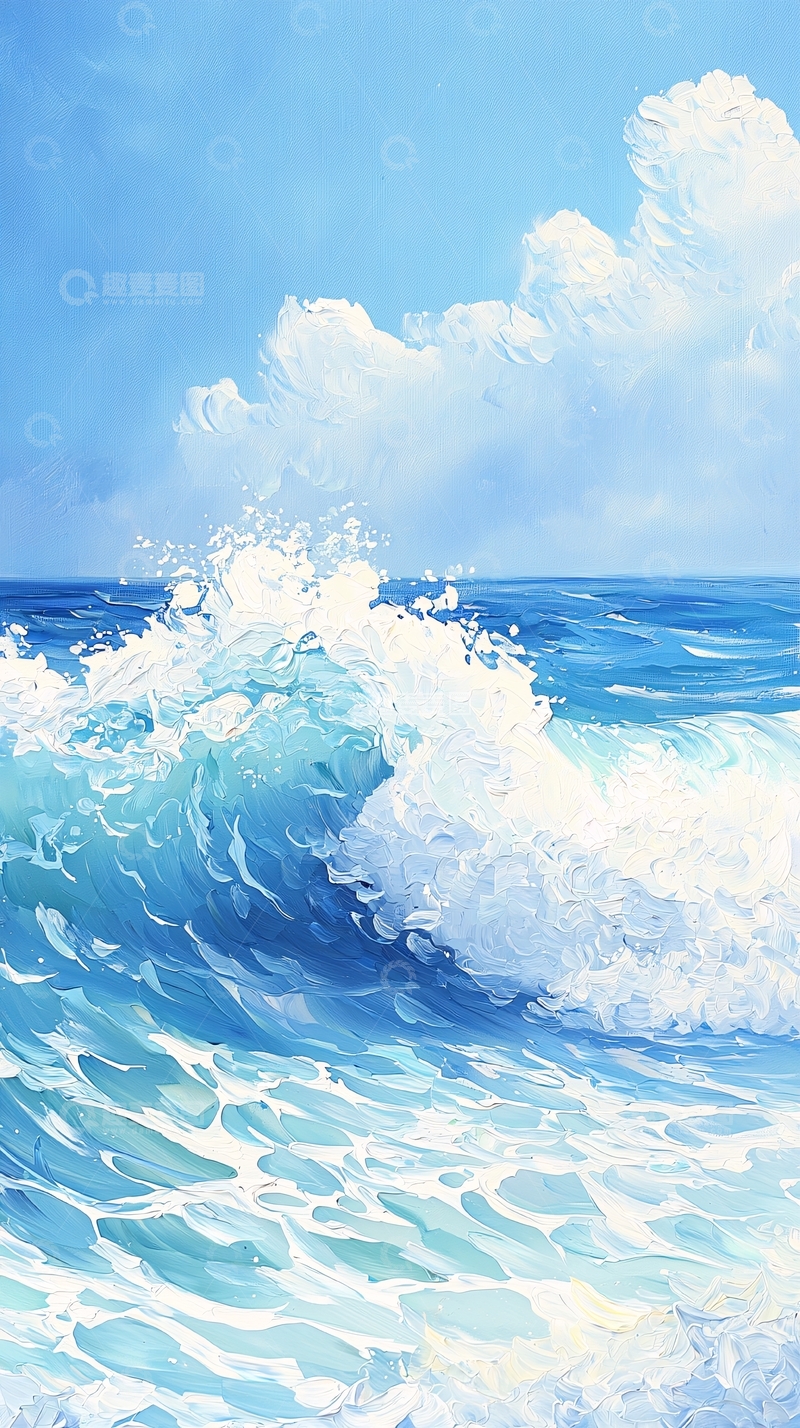 高清大图下载【趣麦麦图】海浪与天空的艺术画作