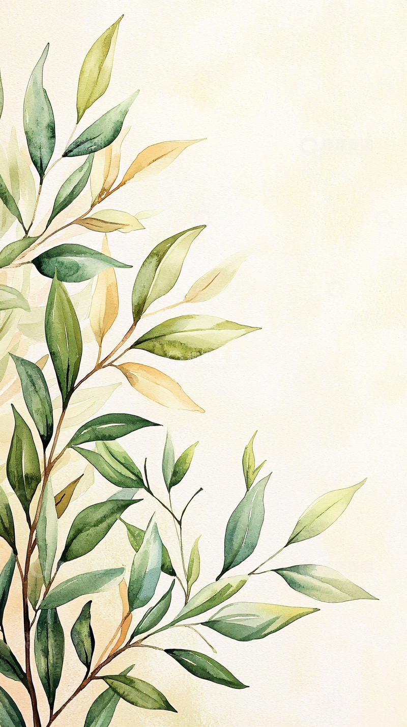 高清大图下载【趣麦麦图】清新植物手绘插画背景图