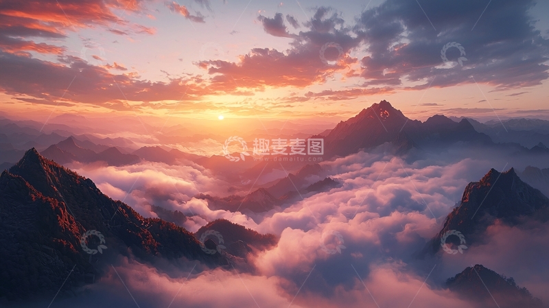 高清大图下载【趣麦麦图】云海日出山峰美景