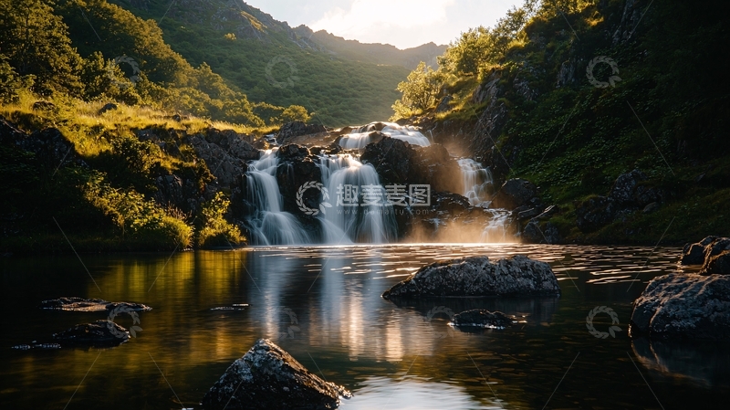 高清大图下载【趣麦麦图】山间瀑布流水自然风景