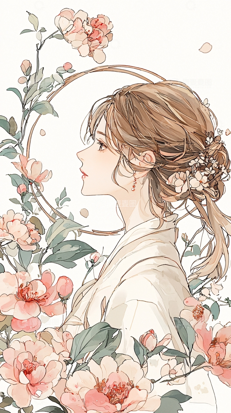 高清大图下载【趣麦麦图】花间少女高清图片