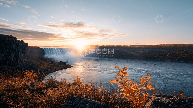 高清大图下载【趣麦麦图】尼亚加拉瀑布日落美景