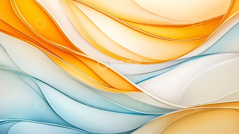 高清大图下载【趣麦麦图】橙蓝渐变波浪抽象背景