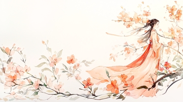 春日花海中的女子