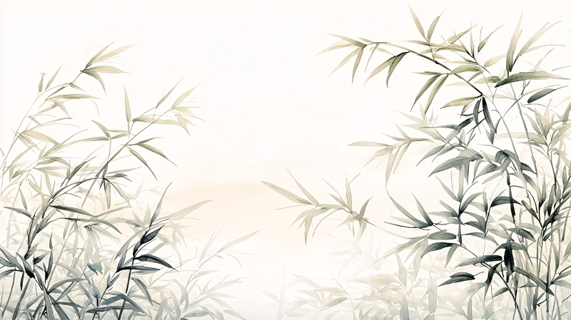 高清大图下载【趣麦麦图】竹叶轻舞雾中景