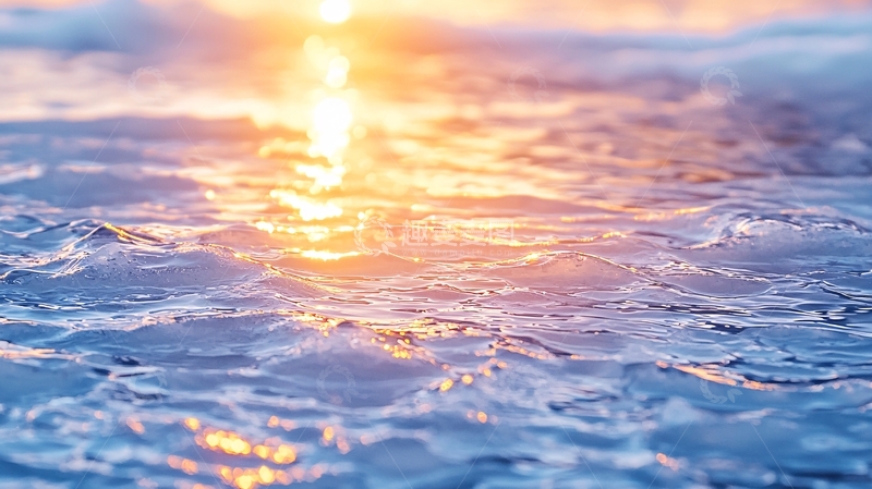 高清大图下载【趣麦麦图】夕阳下的海面波光粼粼