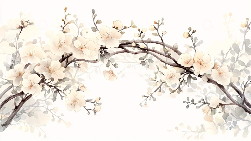 高清大图下载【趣麦麦图】春天盛开的白色花朵树枝