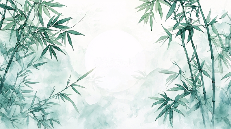高清大图下载【趣麦麦图】竹影月光背景图