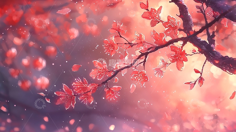 高清大图下载【趣麦麦图】樱花飘落的梦幻场景