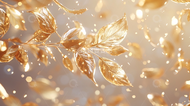 高清大图下载【趣麦麦图】金色树叶飘落背景