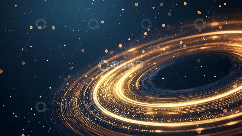 高清大图下载【趣麦麦图】金色光晕环绕星空背景