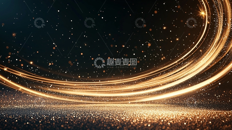 高清大图下载【趣麦麦图】金色光带星空背景