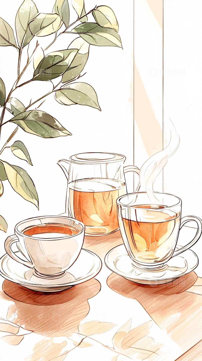 高清大图下载【趣麦麦图】茶香袅袅高清图片