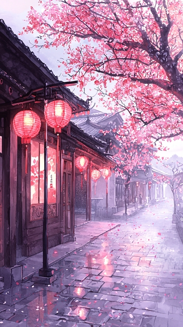 樱花古街夜景