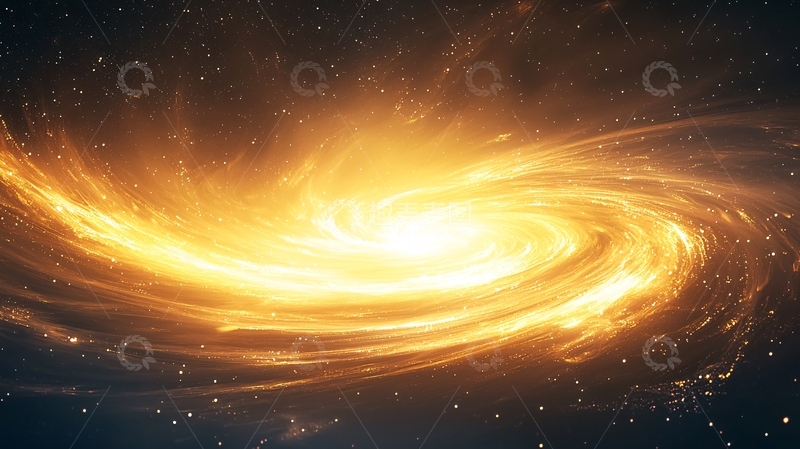高清大图下载【趣麦麦图】金色螺旋星系背景图