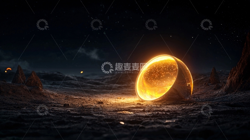 高清大图下载【趣麦麦图】月球上的发光圆顶建筑