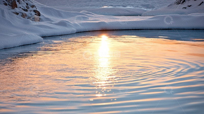 高清大图下载【趣麦麦图】冰川湖畔的日落美景