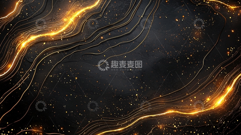 高清大图下载【趣麦麦图】金色线条与星星点缀的抽象背景