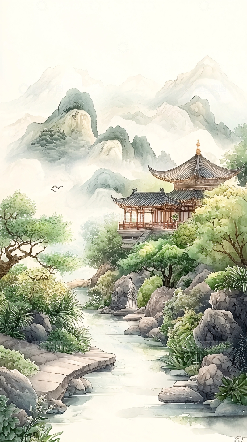 高清大图下载【趣麦麦图】山水田园古风建筑