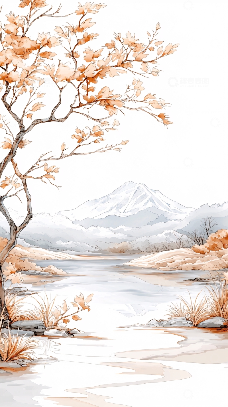 高清大图下载【趣麦麦图】秋日山河图高清图片