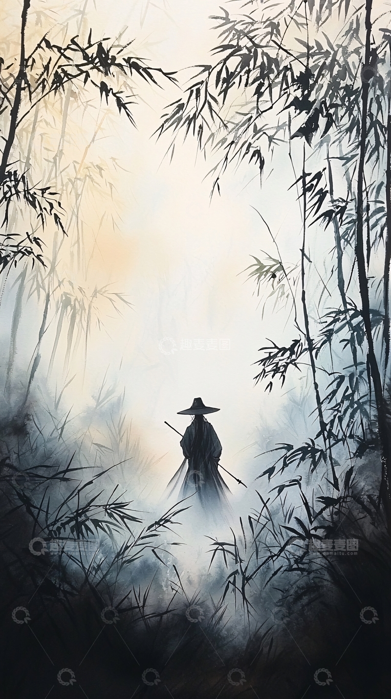 高清大图下载【趣麦麦图】竹林中的神秘身影