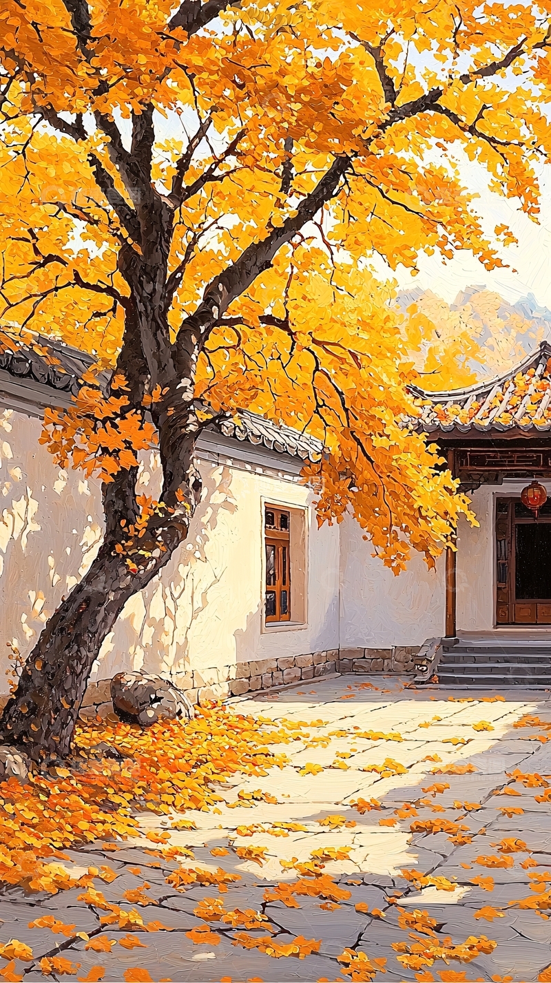 高清大图下载【趣麦麦图】秋日古宅庭院风景