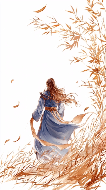 秋风中的古装女子