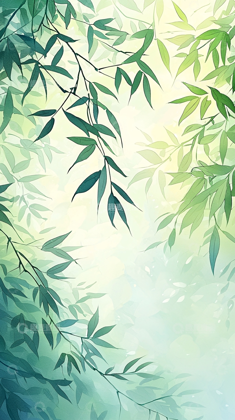 高清大图下载【趣麦麦图】清新竹叶自然背景