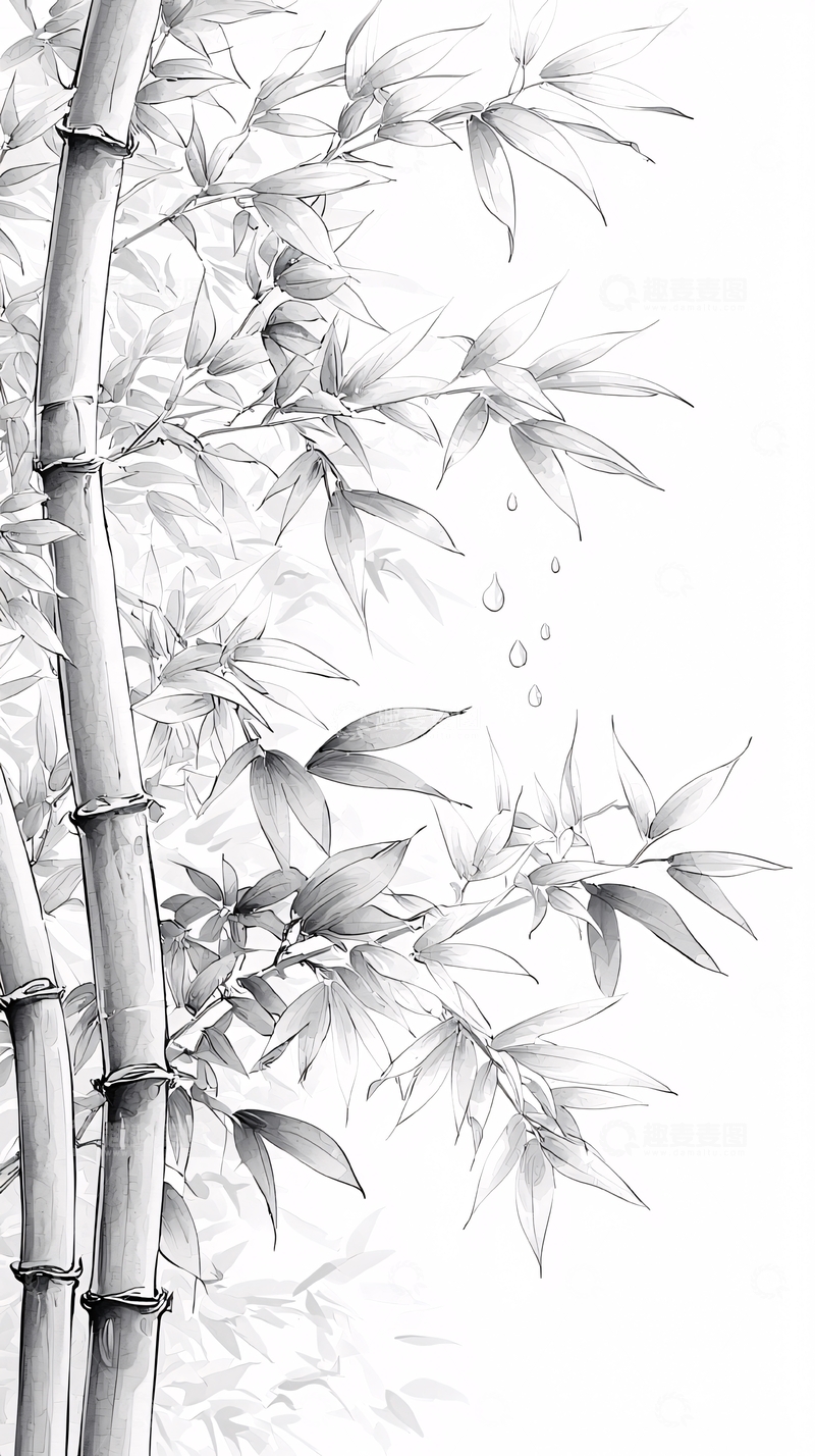 高清大图下载【趣麦麦图】雨后竹林清幽图