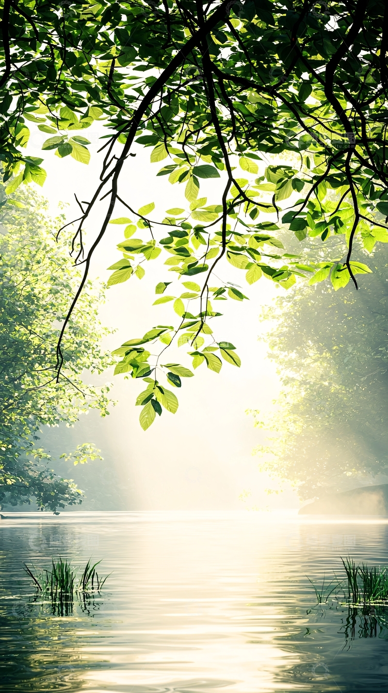 高清大图下载【趣麦麦图】晨光中的宁静湖畔