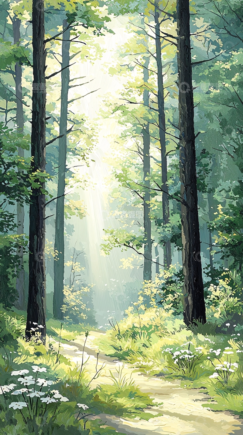 高清大图下载【趣麦麦图】晨光森林小径