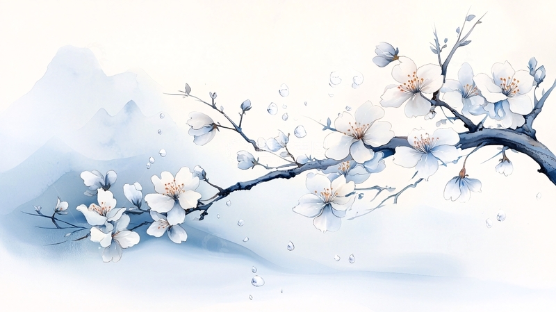 高清大图下载【趣麦麦图】雪景梅花树枝背景图