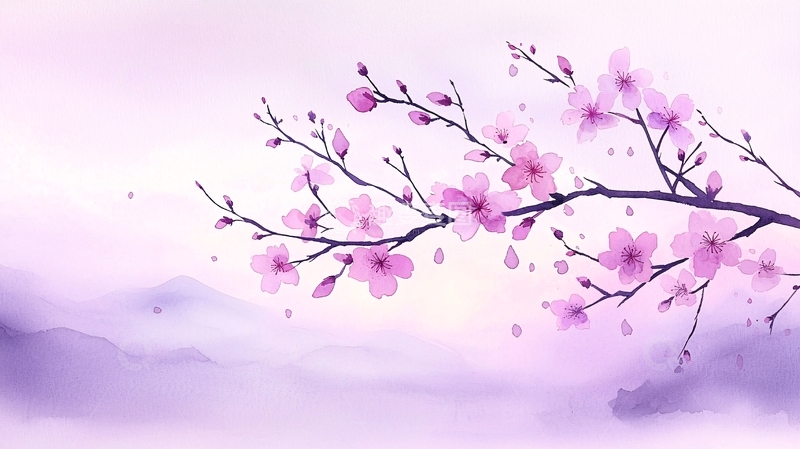 高清大图下载【趣麦麦图】樱花盛开的梦幻山水画