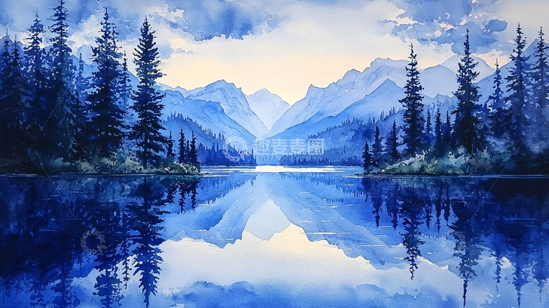 高清大图下载【趣麦麦图】宁静湖畔山林倒影