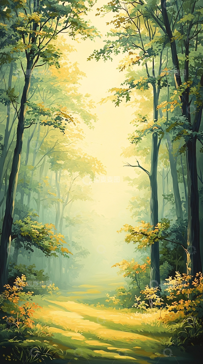 高清大图下载【趣麦麦图】晨光森林小径