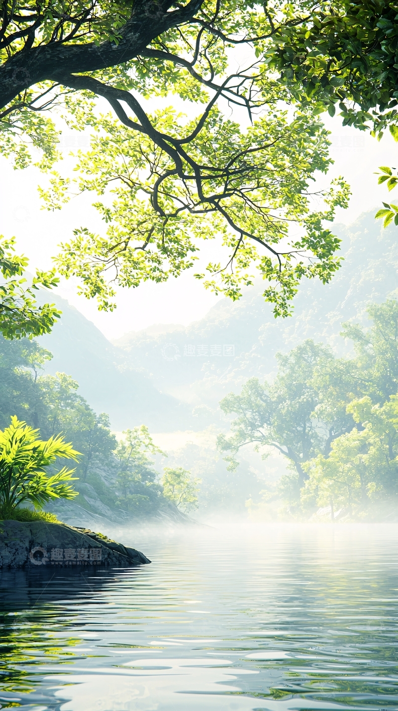 高清大图下载【趣麦麦图】晨雾中的山水画卷