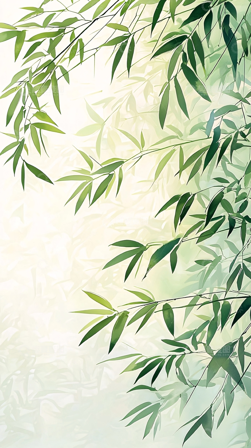 高清大图下载【趣麦麦图】竹叶清新背景图