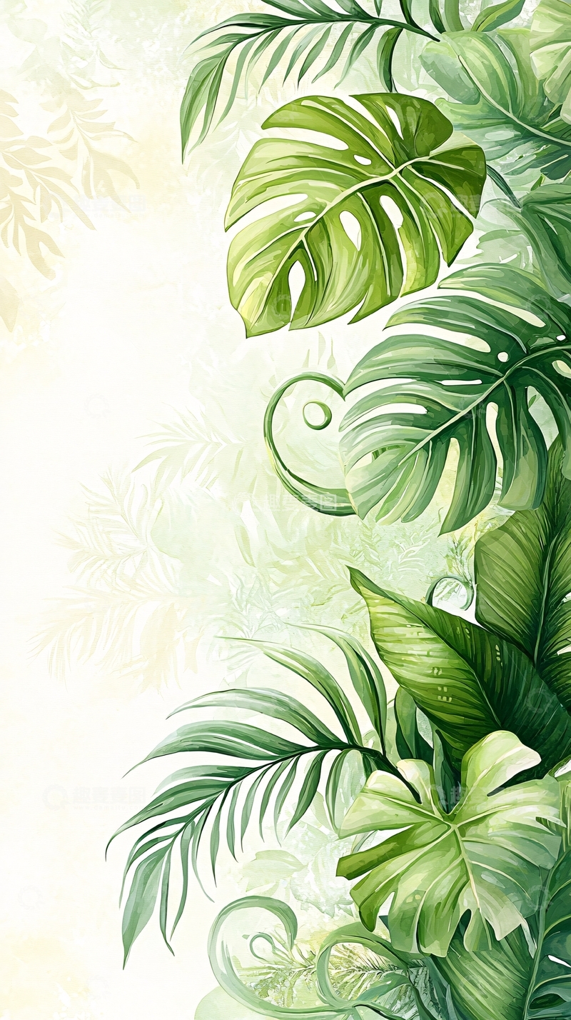 高清大图下载【趣麦麦图】热带植物叶子背景图