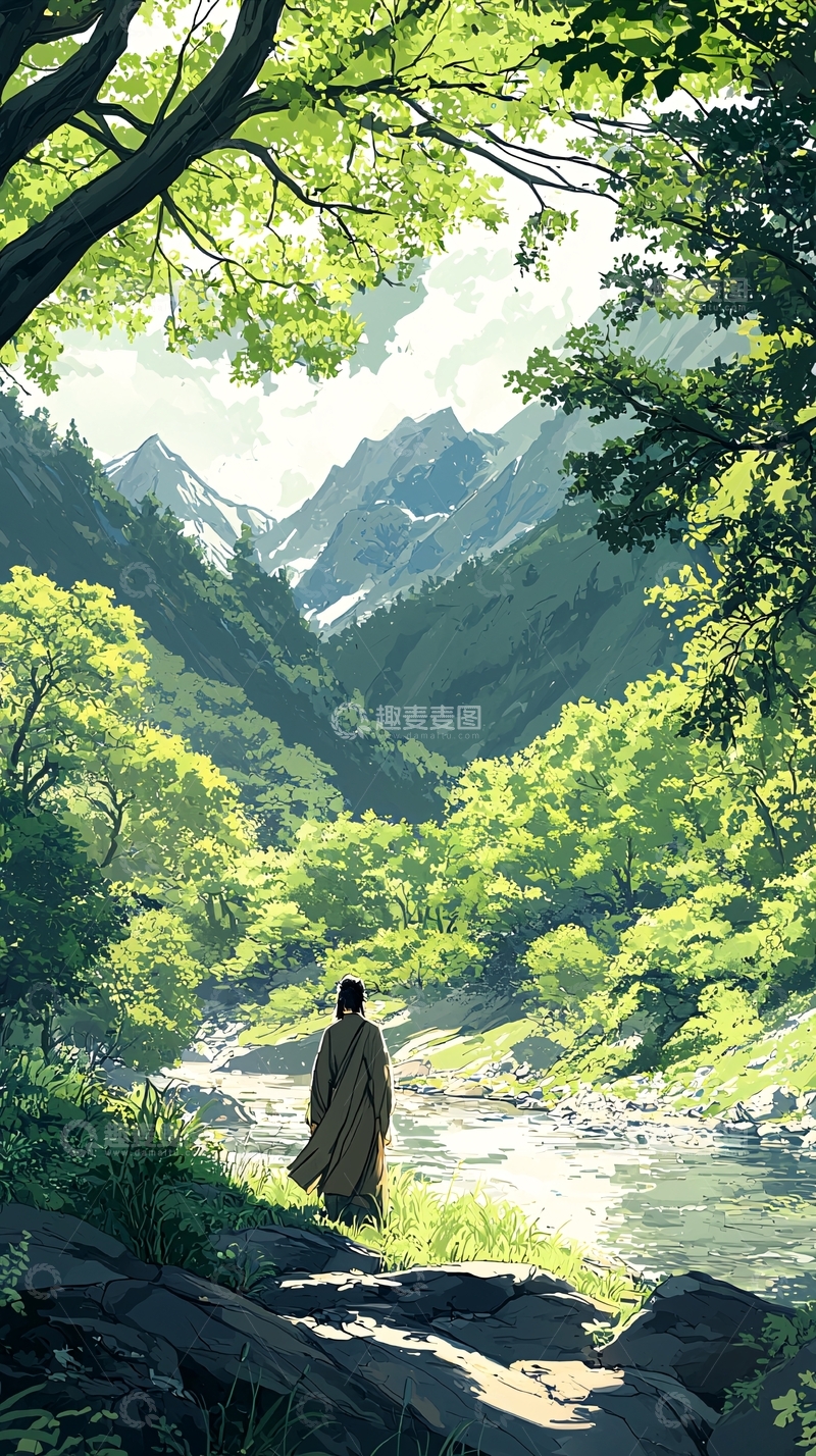 高清大图下载【趣麦麦图】山间小溪漫步者