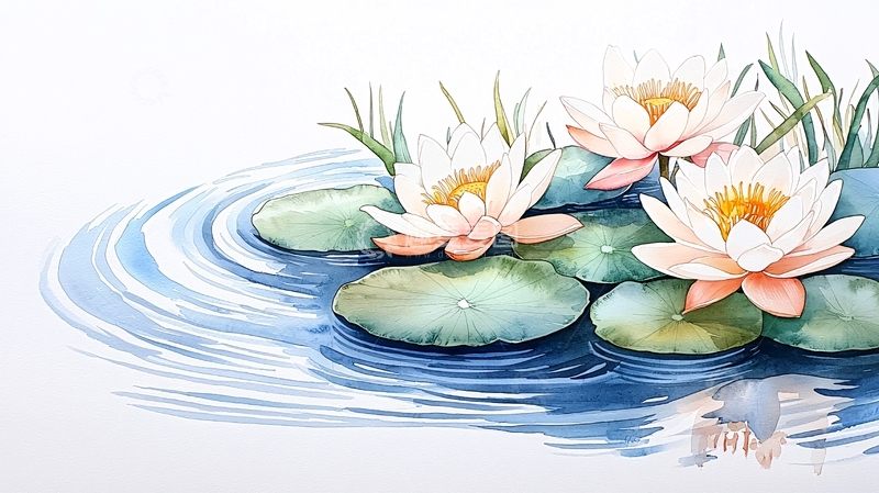 高清大图下载【趣麦麦图】荷叶莲花水波纹